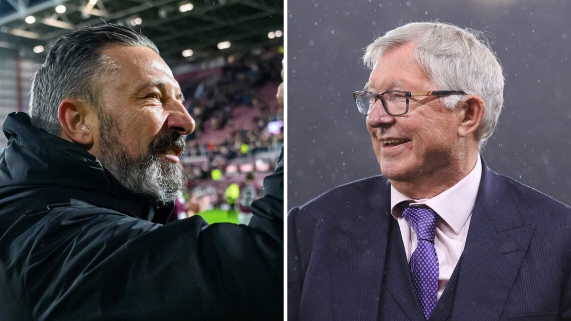 Derek McInnes and Sir Alex Ferguson in a split image.