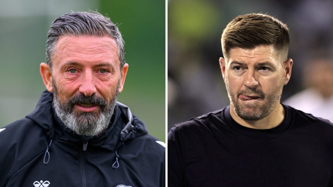 Derek McInnes and Steven Gerrard in a split image.