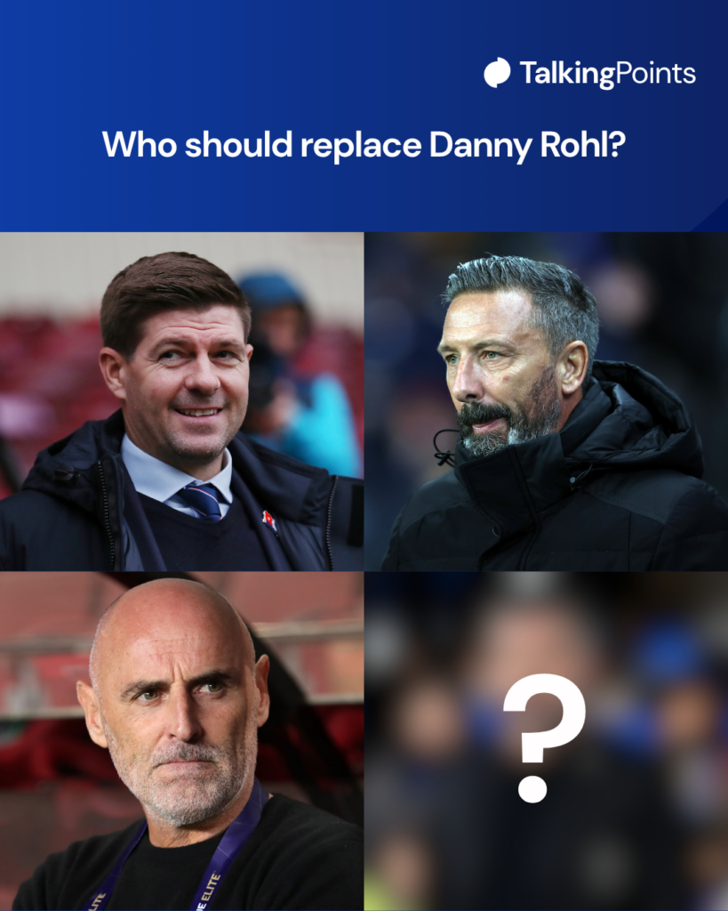 Steven Gerrard (top left). Derek McInnes (top right), Kevin Muscat (bottom left).