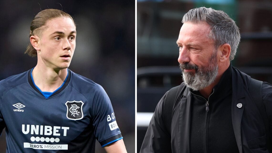 Thelo Aasgaard and Derek McInnes in a split image.